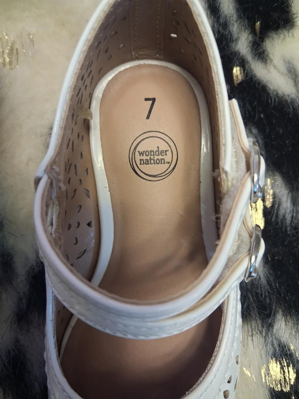 wonder nation White Mary Jane Flats & Iridescent Frozen Holographic Dress Shoes